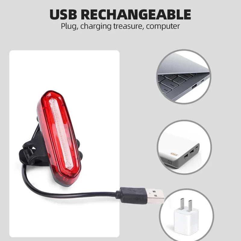 Waterproof LED Bike Tail Light – USB Rechargeable Cycling Rear Lamp for Mountain & Road Bikes