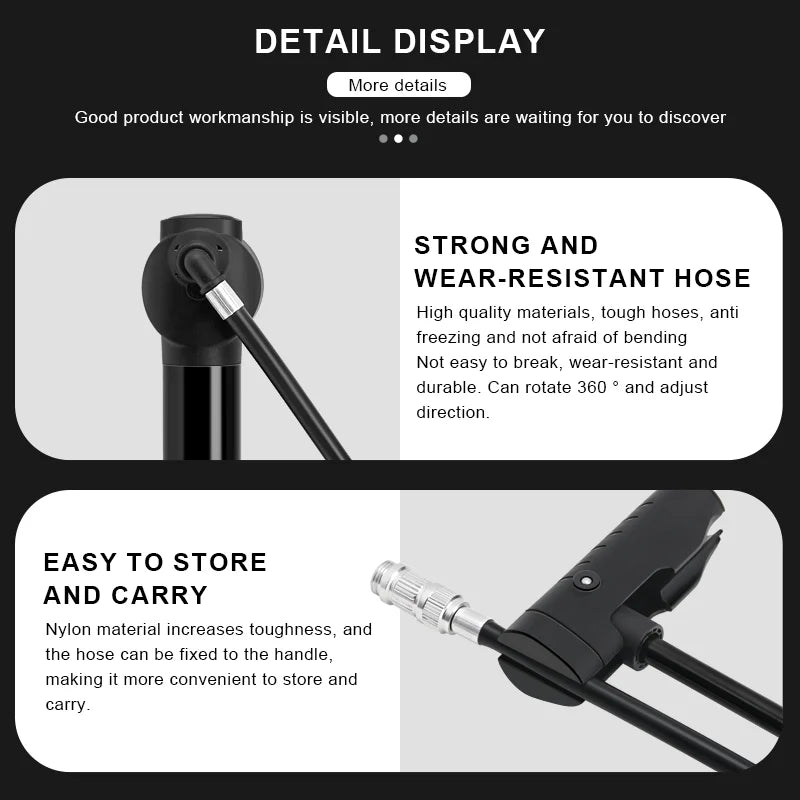 RIDERACE Bicycle Pump – High-Pressure, Portable & Multi-Use Air Inflator with Gauge & Digital Display