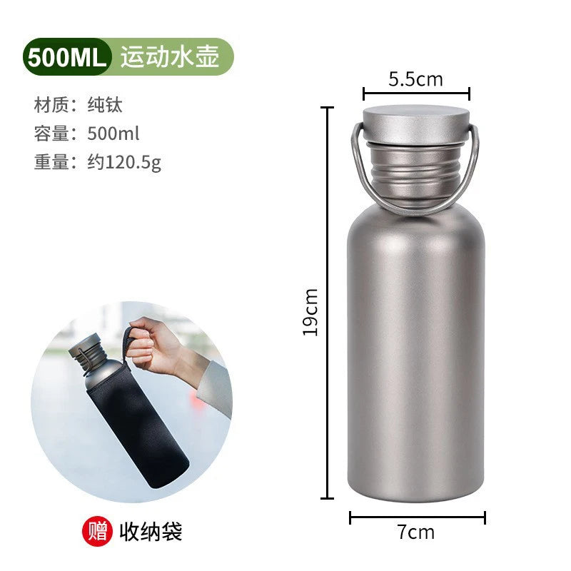 600ml / 750ml Titanium Water Bottle – Lightweight Outdoor Camping & Cycling Essential
