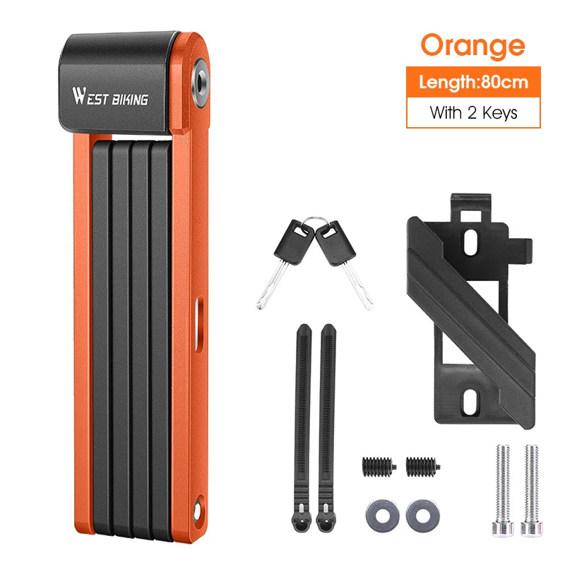 WEST BIKING Heavy-Duty Foldable Bike Lock – High-Security, Anti-Theft & Alloy Steel Construction