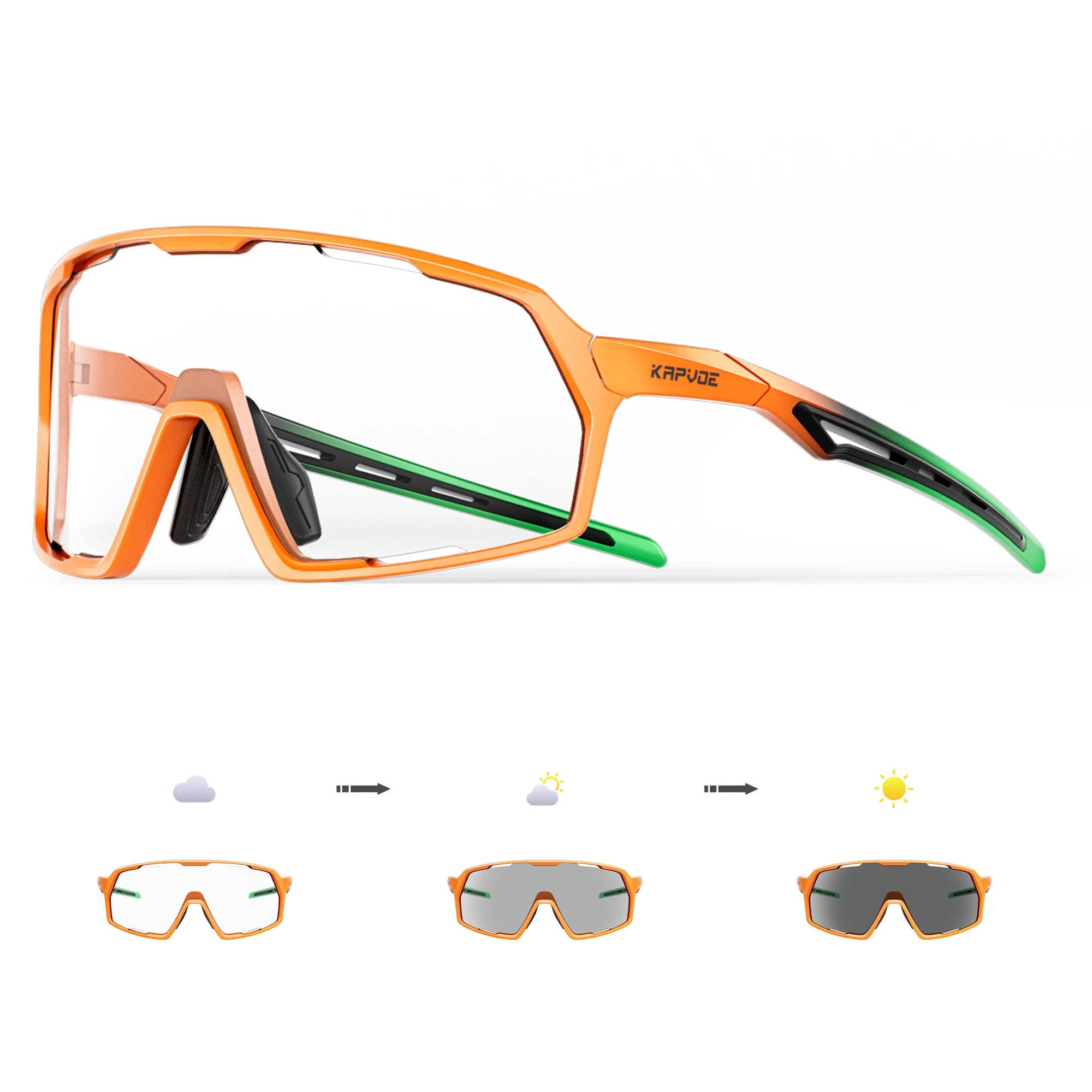 Kapvoe Photochromic Cycling Sunglasses – UV400 Protection, Lightweight Sports Goggles for MTB & Road Biking
