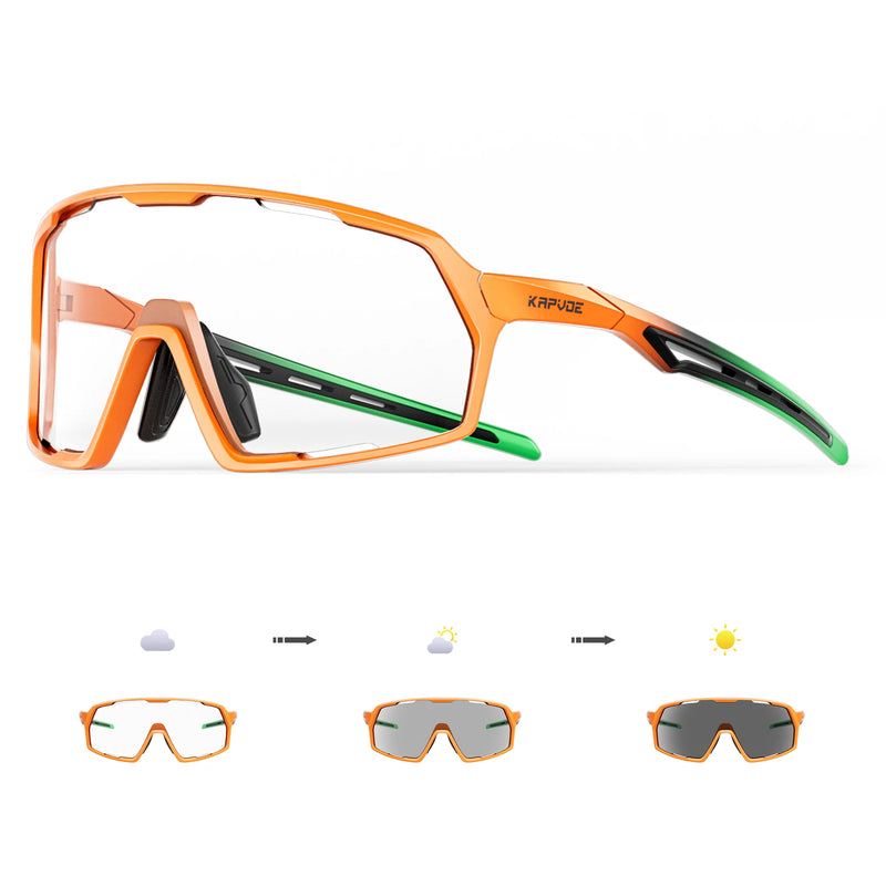Kapvoe Photochromic Cycling Sunglasses – UV400 Protection, Lightweight Sports Goggles for MTB & Road Biking