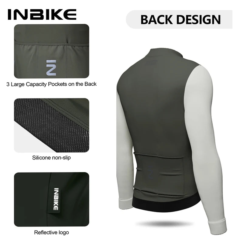 INBIKE Men's Winter Cycling Jersey – Fleece-Lined, Breathable & Reflective for Cold-Weather Riding