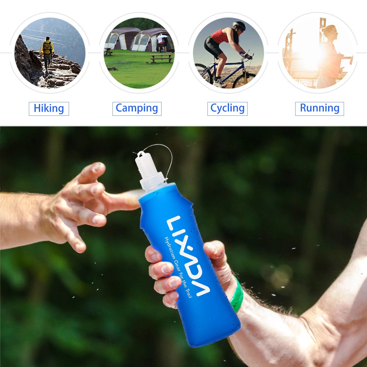 Lixada Soft Flask Water Bottle – Foldable, Leakproof, & BPA-Free