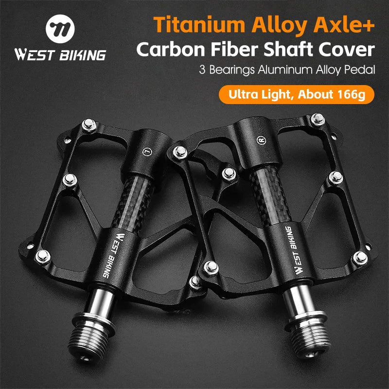 WEST BIKING Ultralight 3-Bearing Bicycle Pedals – Titanium & CR-MO Axle