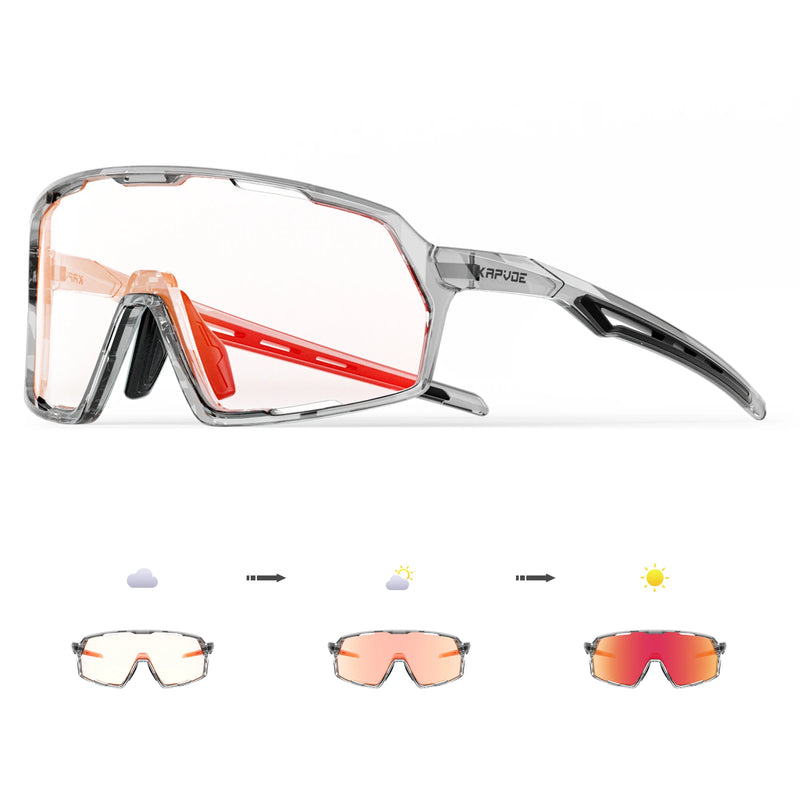 Kapvoe Photochromic Cycling Sunglasses – UV400 Protection, Lightweight Sports Goggles for MTB & Road Biking