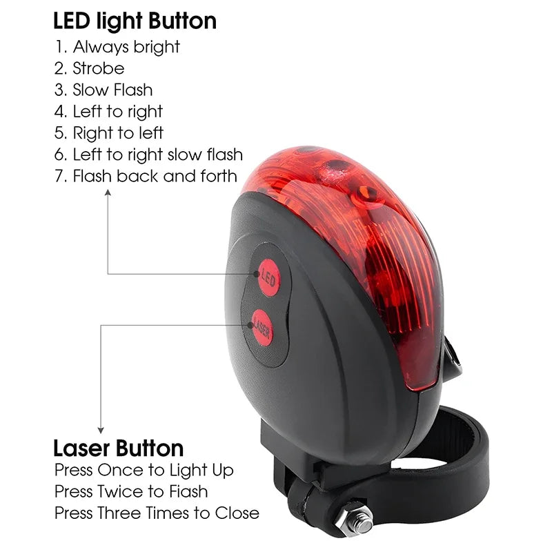 Laser Beam Bike Rear Light – Waterproof, Multi-Mode LED Safety Warning for Night Cycling & Motorcycles