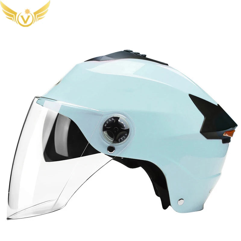 Rechargeable LED Motorcycle & Scooter Helmet – Double Visor, Adjustable Fit & Impact-Resistant for Safe Riding
