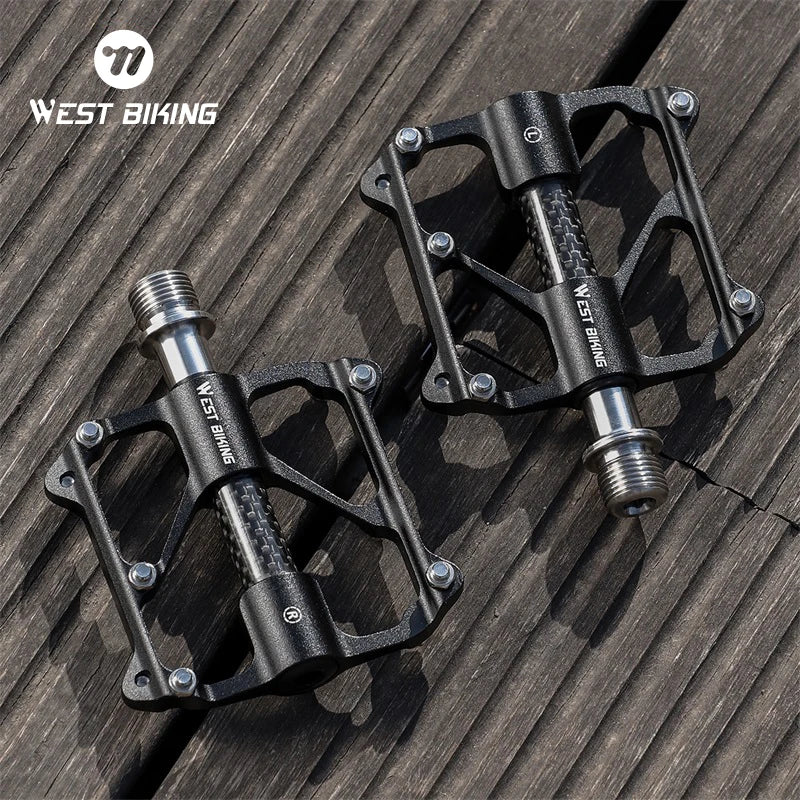 WEST BIKING Titanium Axle Bike Pedals – Ultralight, Anti-Slip, and Durable for Road & MTB Cycling