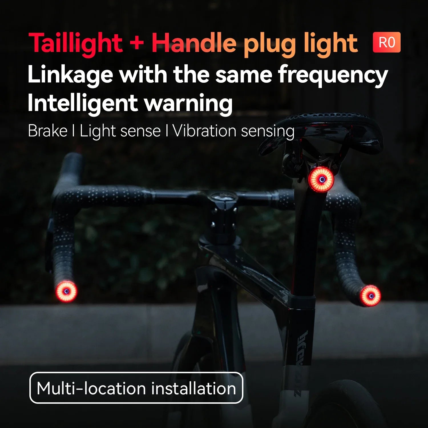 ROCKBROS Bicycle Handlebar End Lights – IPX6 Waterproof Rear Light with Intelligent Brake Sensor
