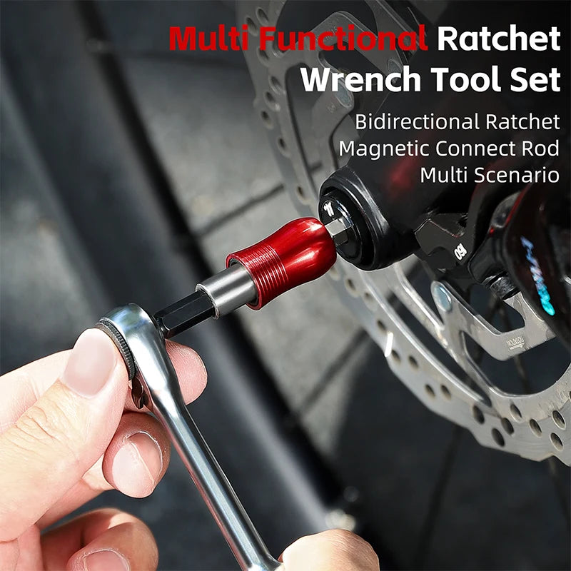 WEST BIKING Multi-Functional Ratchet Wrench Tool Set – Portable Cycling Maintenance Kit for Quick Repairs