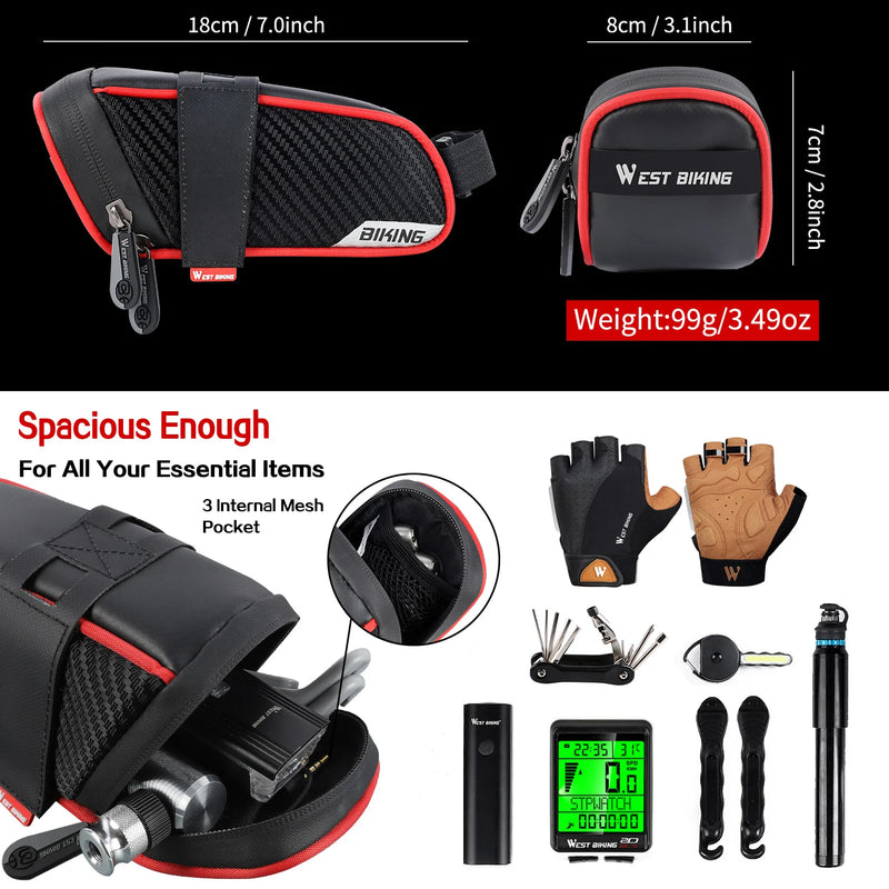WEST BIKING Bicycle Repair Tool Kit – Portable Cycling Tool Set with Storage Bottle Bag & Pump