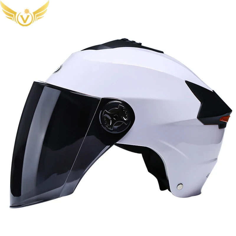 Rechargeable LED Motorcycle & Scooter Helmet – Double Visor, Adjustable Fit & Impact-Resistant for Safe Riding