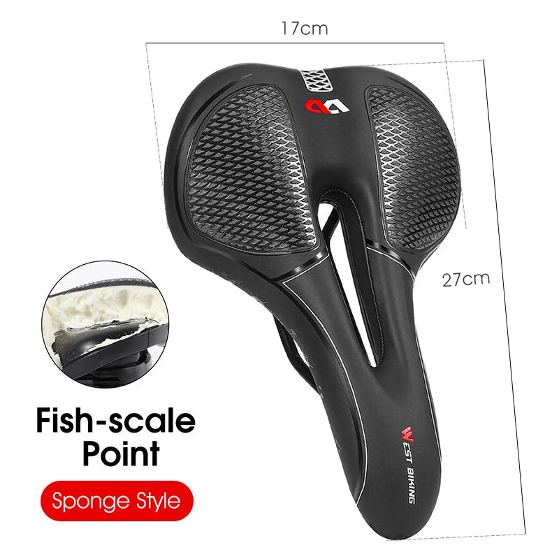 WEST BIKING MTB & Road Bike Saddle – Hollow, Breathable & Soft Shock-Absorbing Design