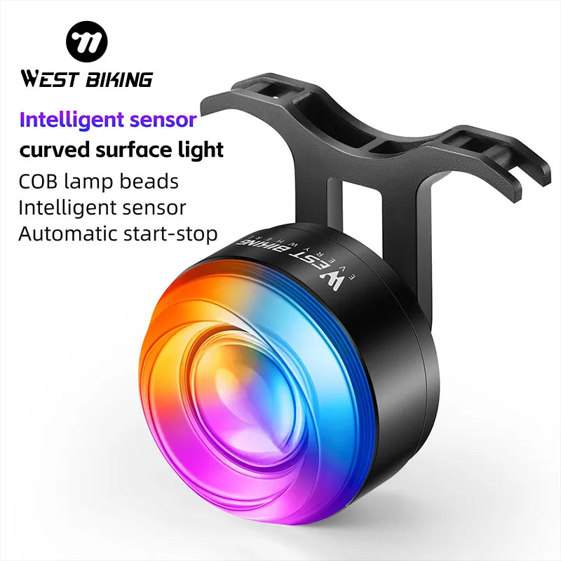 WEST BIKING Smart Sensor Rear Light – Waterproof, Brake-Sensing & High Visibility COB Bike Taillight