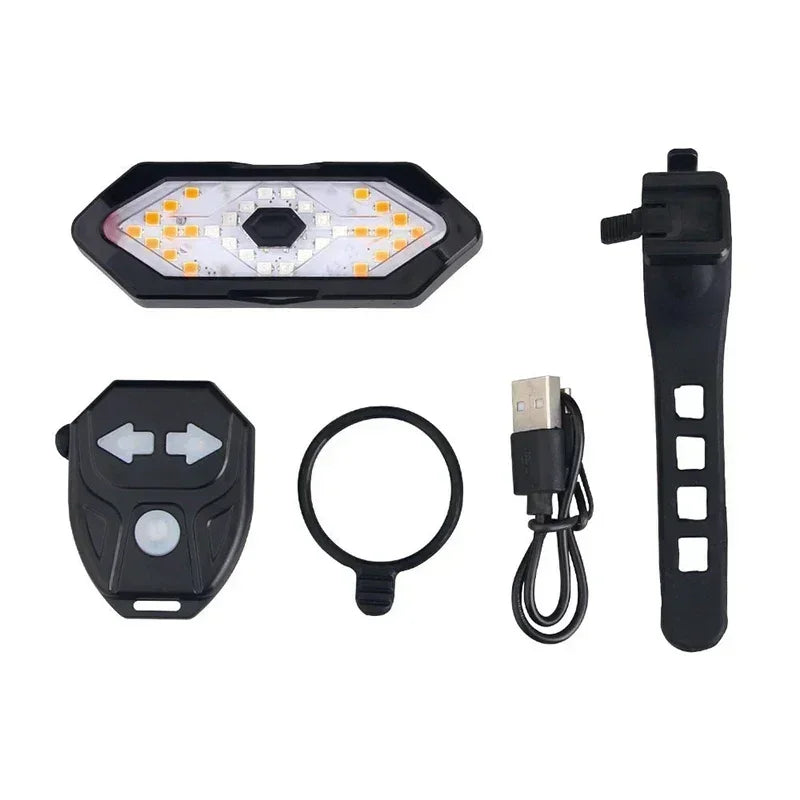 BIKE TURN SIGNAL REAR LIGHT – USB RECHARGEABLE, LED TAILLIGHT WITH HORN & WIRELESS REMOTE