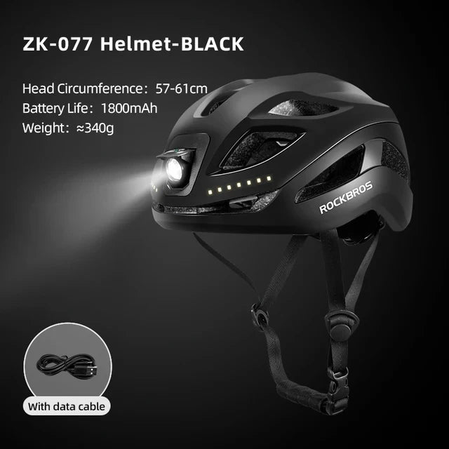 ROCKBROS Ultralight Bike Helmet – LED Warning Light, In-Mold Design & Breathable Fit for Cycling & Outdoor Sports