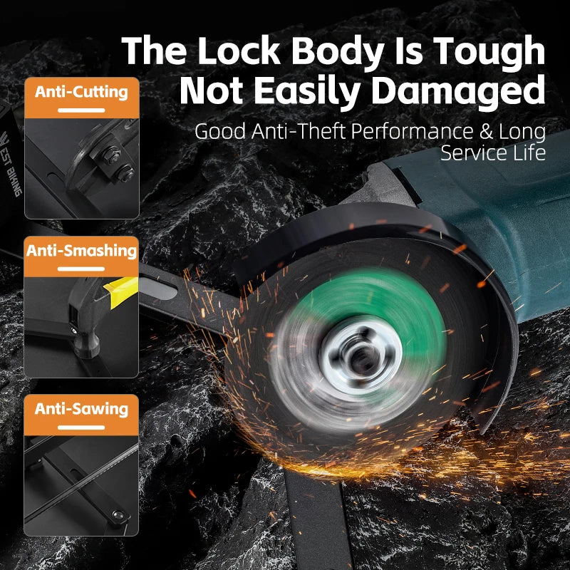 WEST BIKING Heavy-Duty Foldable Bike Lock – High-Security, Anti-Theft & Alloy Steel Construction