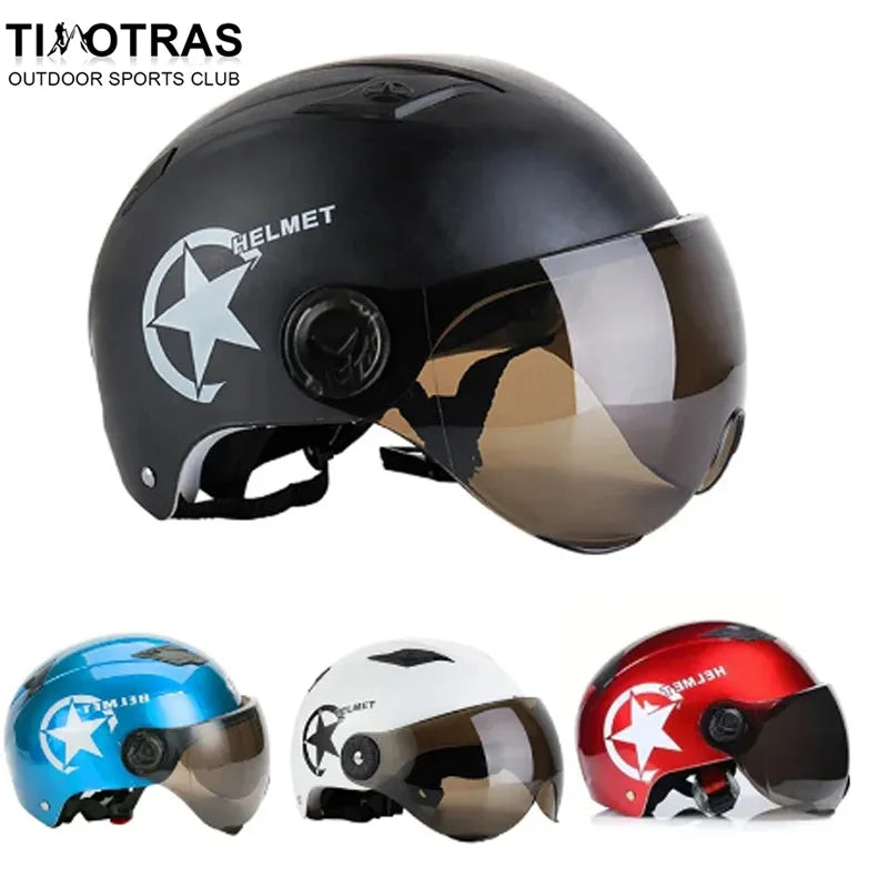 TIMOTRAS Dual-Lens Motorcycle Helmet – Lightweight, UV-Protective & Secure Fit for Electric Bikes & Scooters