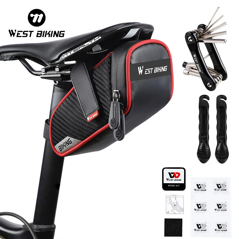 WEST BIKING Rainproof Reflective Bicycle Saddle Bag – Rear Tool Pouch for MTB & Road Cycling