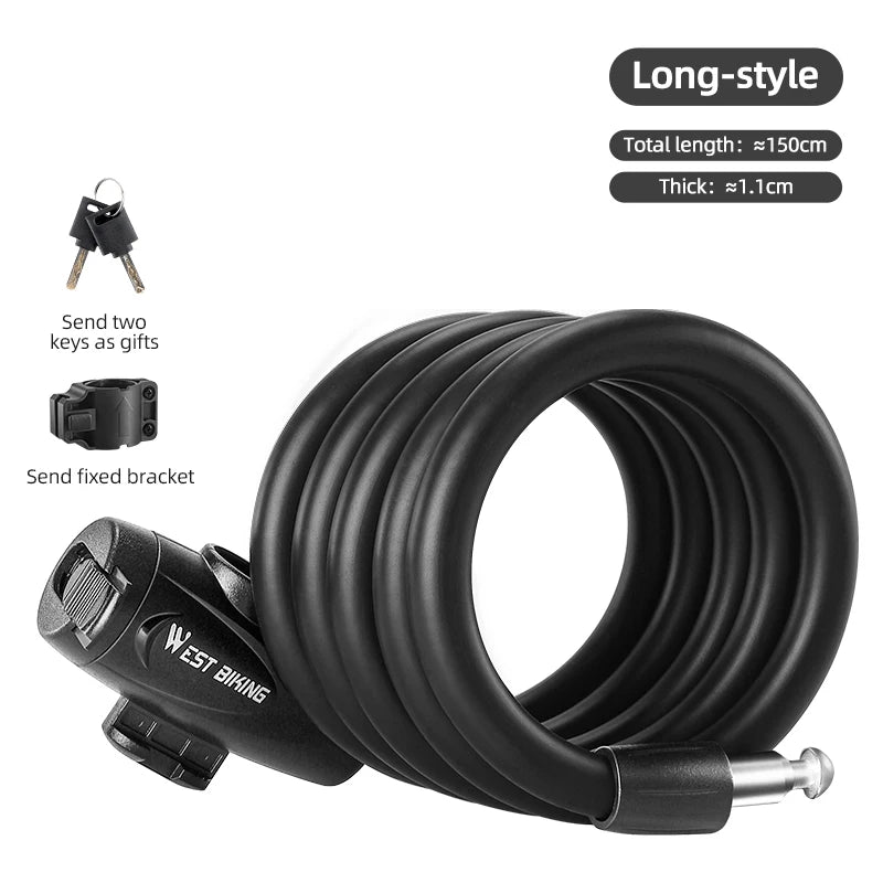 WEST BIKING Heavy-Duty Anti-Theft Bike Cable Lock – Freeze-Resistant, High-Security & Durable Protection