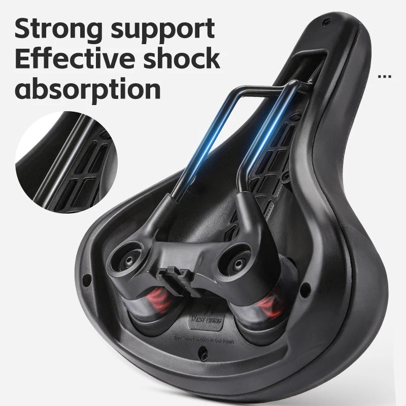 WEST BIKING Breathable Bicycle Saddle – Comfortable, Rainproof & Shock Absorbing with Optional Warning Lights