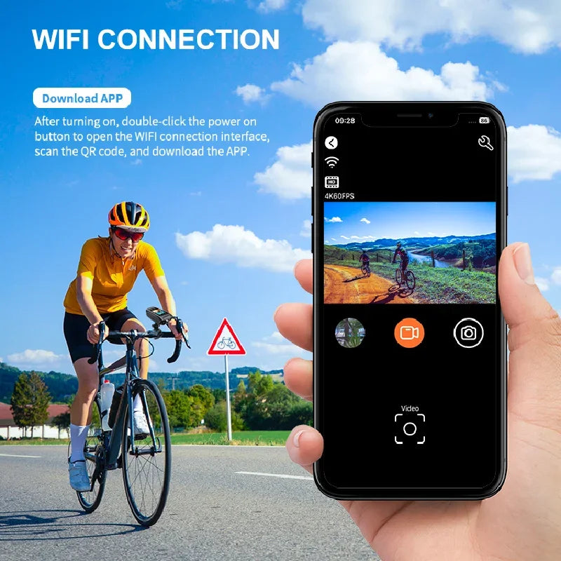 LEEDOAR 3-in-1 4K Bike Helmet Camera – Action Cam, Flashlight & Horn for Cycling, Motorcycles & Extreme Sports