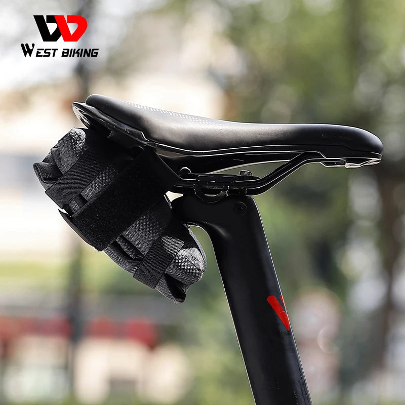WEST BIKING Foldable Bike Saddle Bag – Compact Under-Seat Tool Roll Pouch for Cycling Essentials