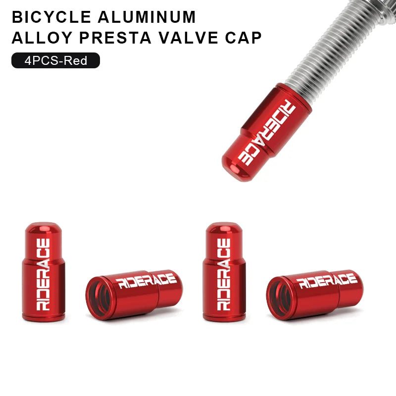 RIDERACE CNC Aluminum Bicycle Valve Caps Durable Dustproof Universal Fit for Schrader Presta Valves