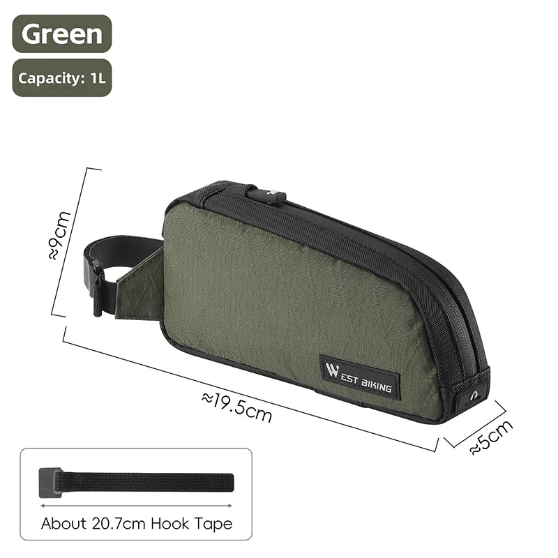 WEST BIKING 1L Bicycle Top Tube Bag – Lightweight, Durable & Waterproof for MTB & Road Bikes