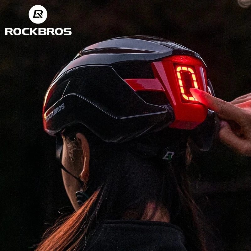ROCKBROS Ultralight Bike Helmet – LED Warning Light, In-Mold Design & Breathable Fit for Cycling & Outdoor Sports