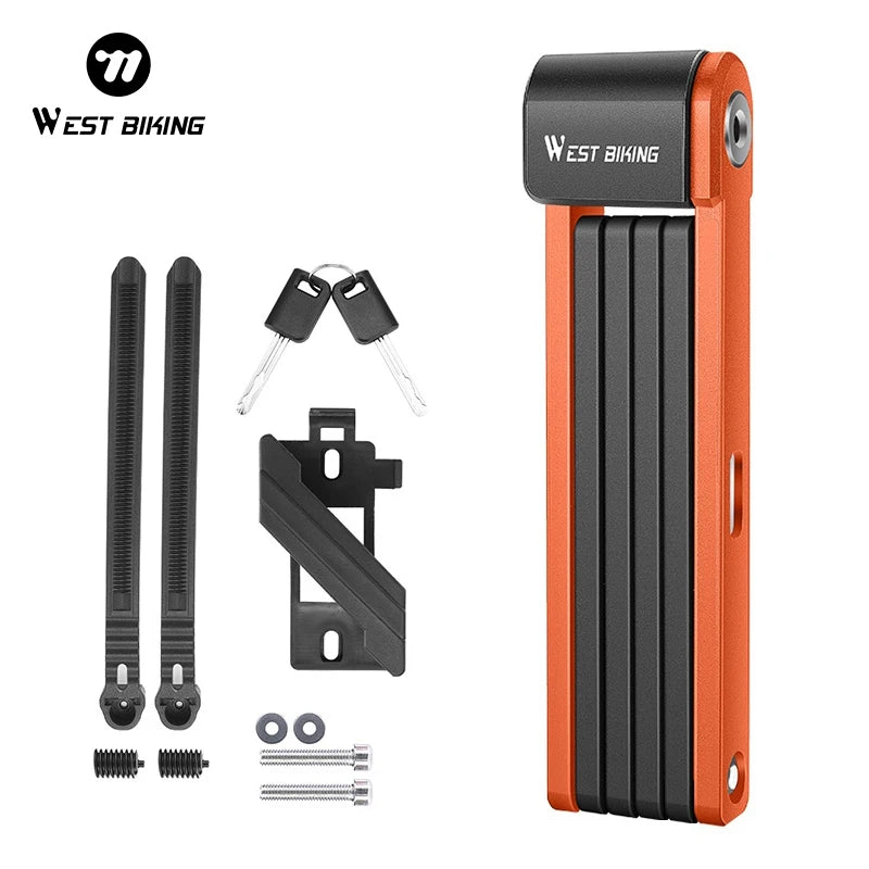 WEST BIKING Portable Folding Bike Lock – Durable Anti-Theft Steel Lock for Bicycles & Motorcycles