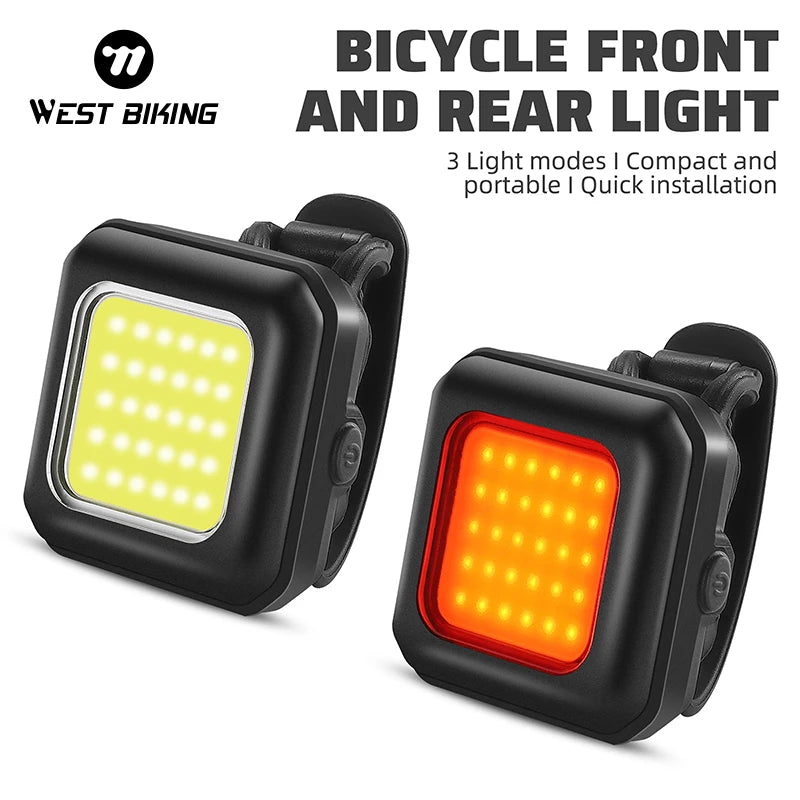 WEST BIKING Bicycle Front & Rear LED Light – USB Type-C Rechargeable Headlight & Taillight for Cycling Safety