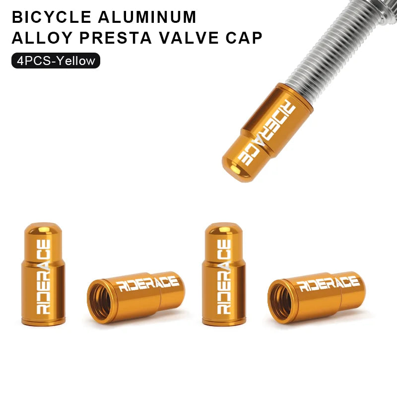 RIDERACE CNC Aluminum Bicycle Valve Caps – Durable, Dustproof & Universal Fit for Schrader & Presta Valves