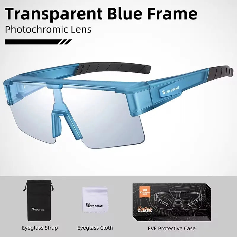 WEST BIKING Large-Frame Cycling Sunglasses – Photochromic, Polarized & Lightweight for Outdoor Sports