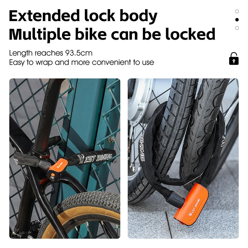 WEST BIKING Heavy-Duty Bicycle Chain Lock – Anti-Theft, Durable & Secure for Bikes, E-Bikes & Motorcycles