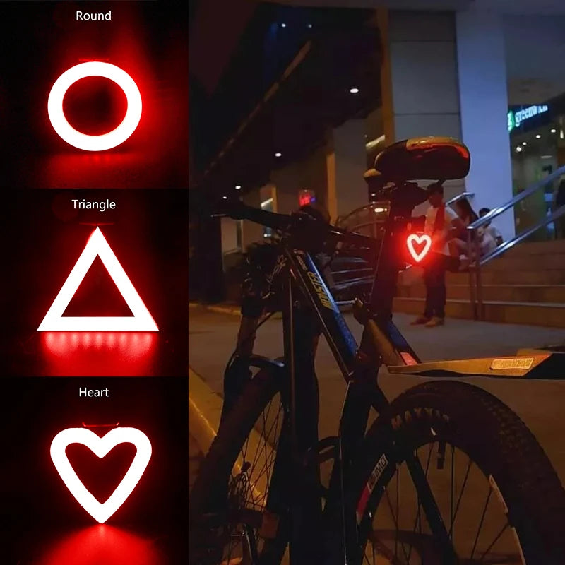 BUCKLOS Heart-Shaped Bike Tail Light – USB Rechargeable Waterproof Rear Lamp with 5 Lighting Modes