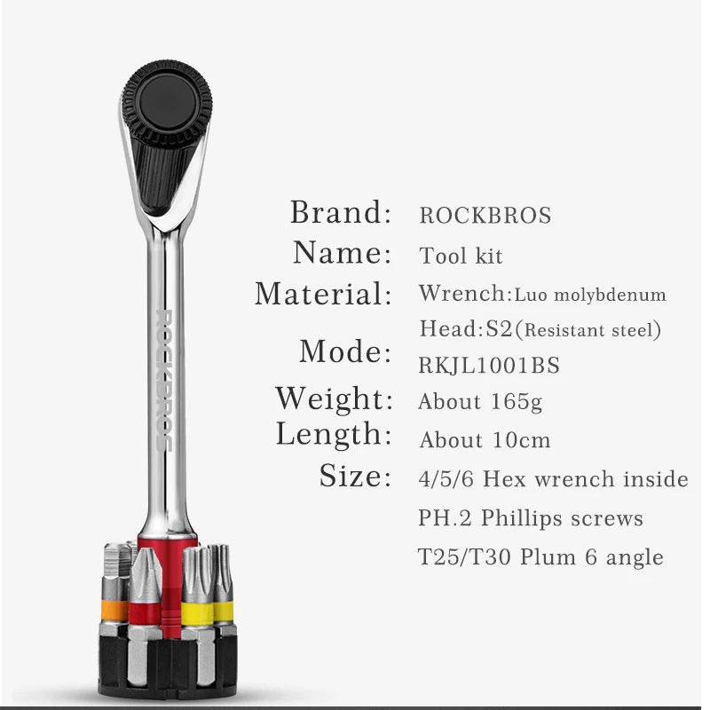 ROCKBROS Multifunctional Bike Repair Tool Kit – Torque Wrench & Screwdriver for MTB & Road Bikes