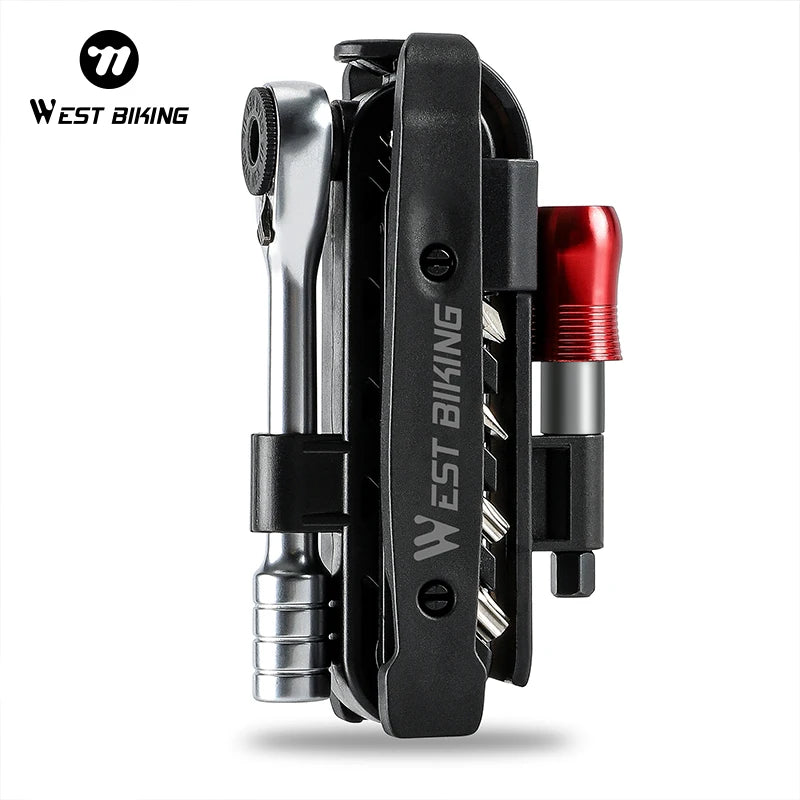WEST BIKING 14-in-1 Portable Ratchet Wrench Kit – Multifunctional, Compact & Durable for MTB & Road Bike Repairs