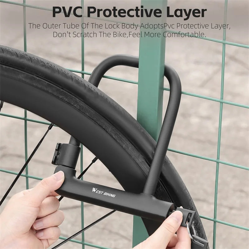 WEST BIKING Portable Bicycle U-Lock – Durable Anti-Theft Safety Lock for Bikes, Motorcycles, and Doors