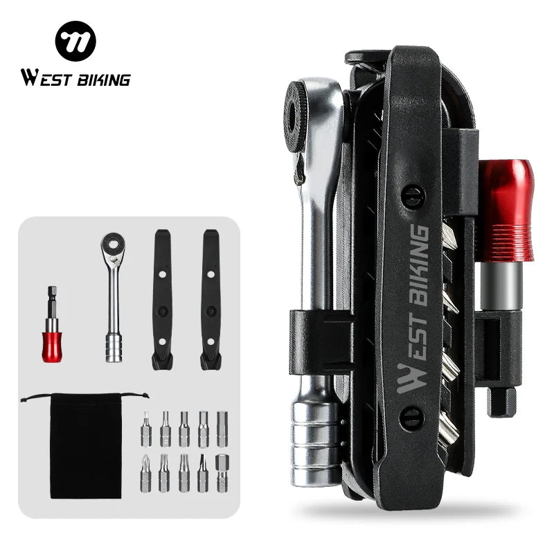 WEST BIKING Multi-Functional Ratchet Wrench Tool Set – Portable Cycling Maintenance Kit for Quick Repairs