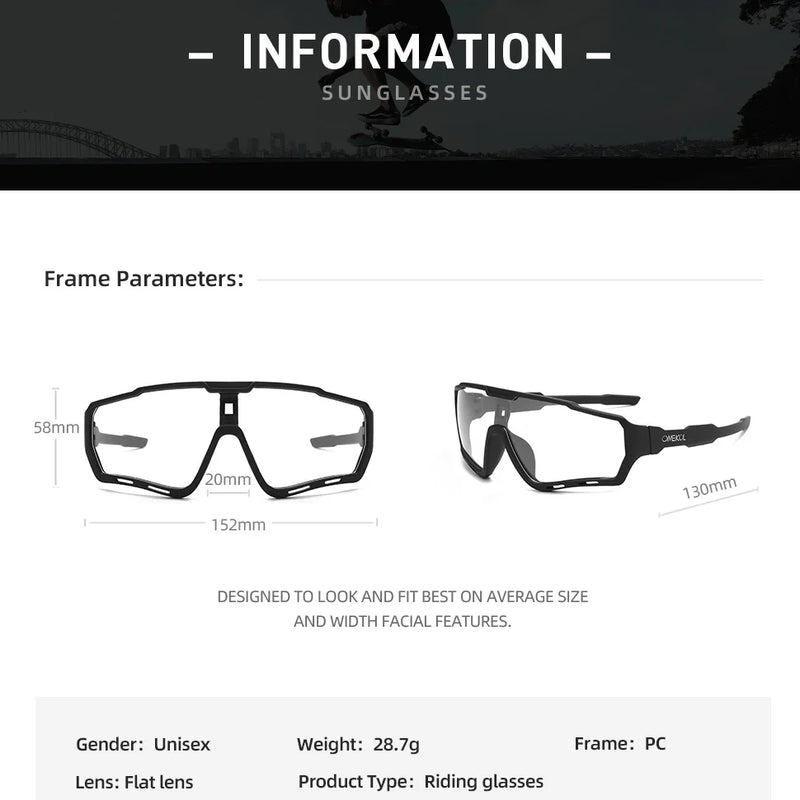 OMEKOL Photochromic Cycling Glasses – Adaptive Sport Eyewear for Men & Women