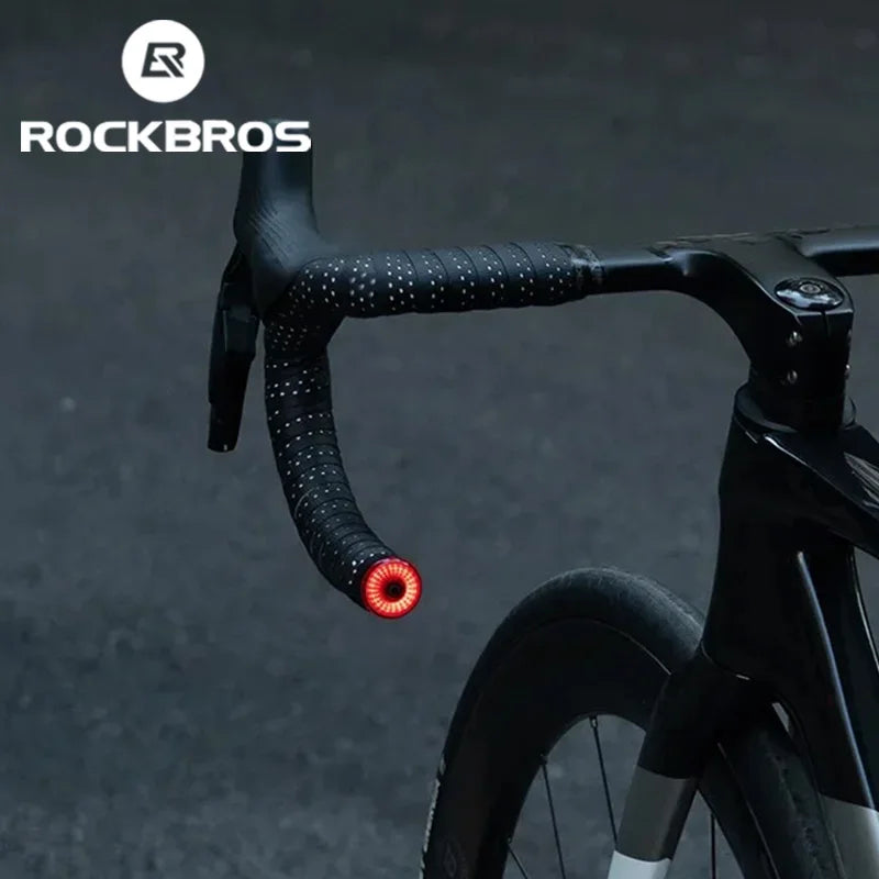 ROCKBROS Bicycle Handlebar End Lights – IPX6 Waterproof Rear Light with Intelligent Brake Sensor