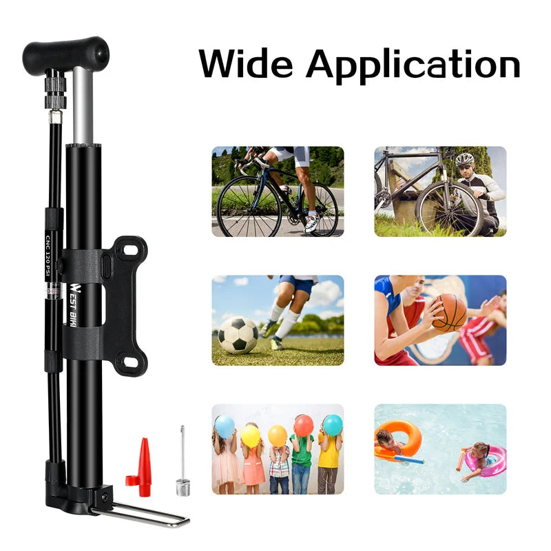 WEST BIKING High-Pressure Mini Bicycle Pump – 120 PSI Lightweight Inflator for Road & Mountain Bikes