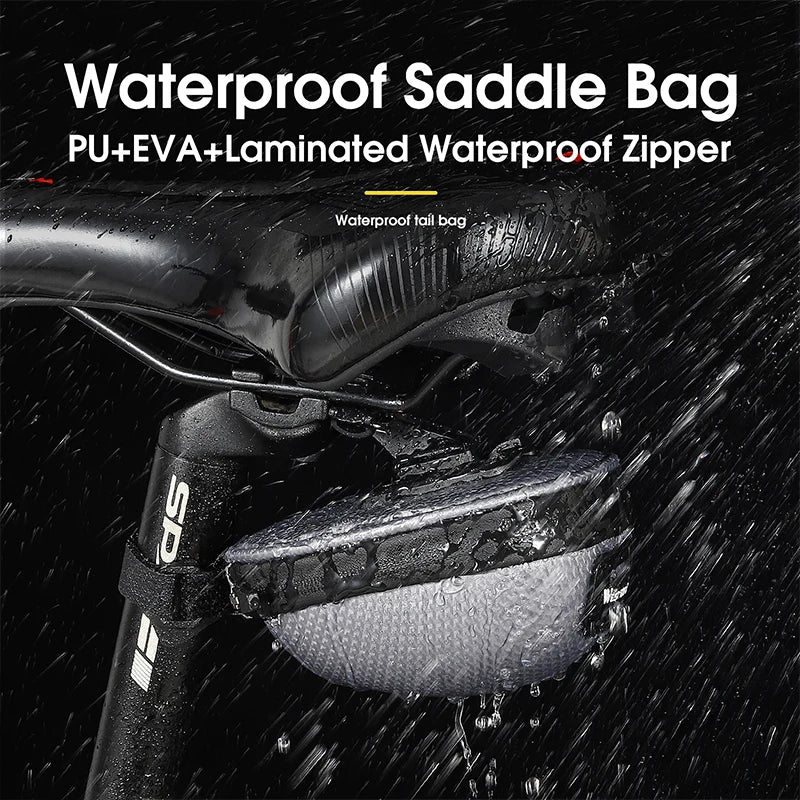 WEST BIKING Waterproof Bicycle Saddle Bag – Mini Shockproof Seat Tail Bag with Reflective Safety Design