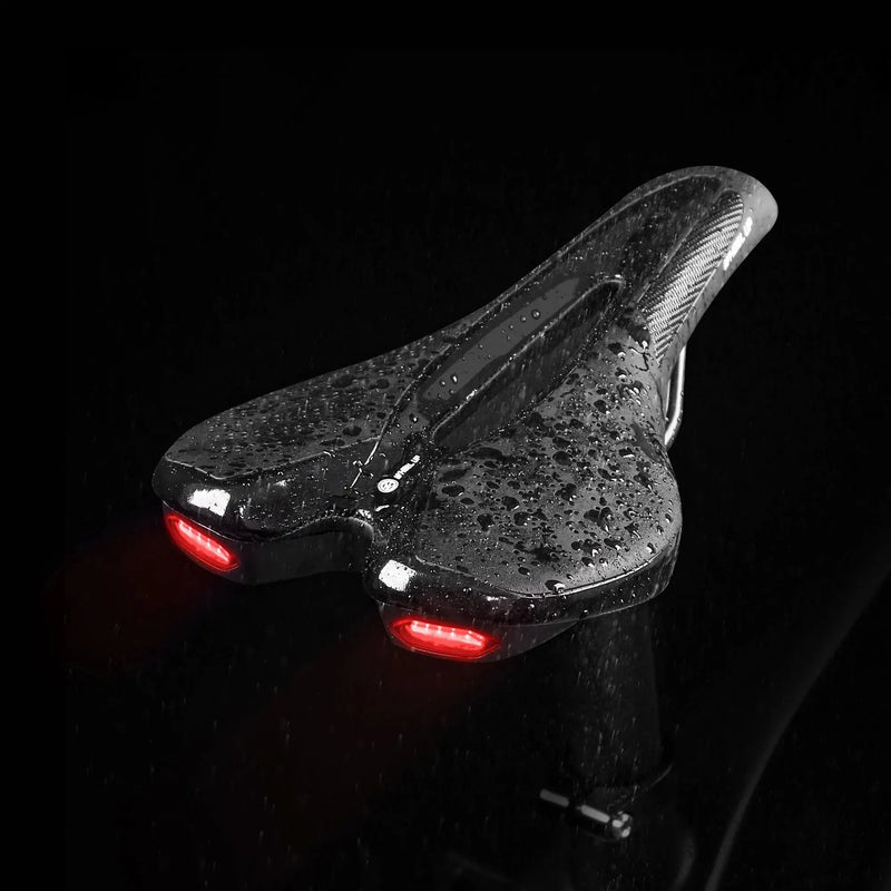 CYCLAMI Road & MTB Bike Saddle – Breathable, Soft Cushion with USB-Charging Warning Taillight