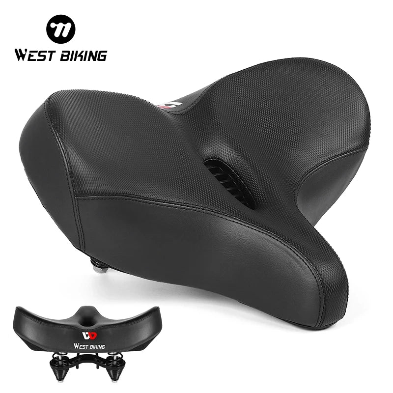 WEST BIKING Extra Wide MTB Bicycle Saddle – Shock-Absorbing, Comfortable & Breathable for Long Rides