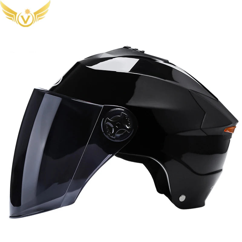 Rechargeable LED Motorcycle & Scooter Helmet – Double Visor, Adjustable Fit & Impact-Resistant for Safe Riding