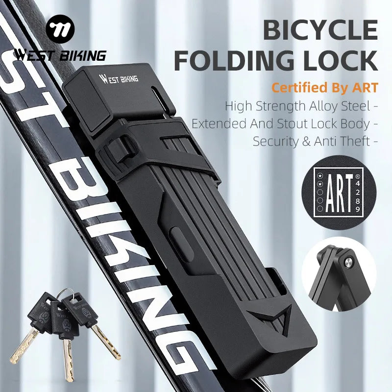 WEST BIKING Heavy-Duty Foldable Bike Lock – High-Security, Anti-Theft & Alloy Steel Construction