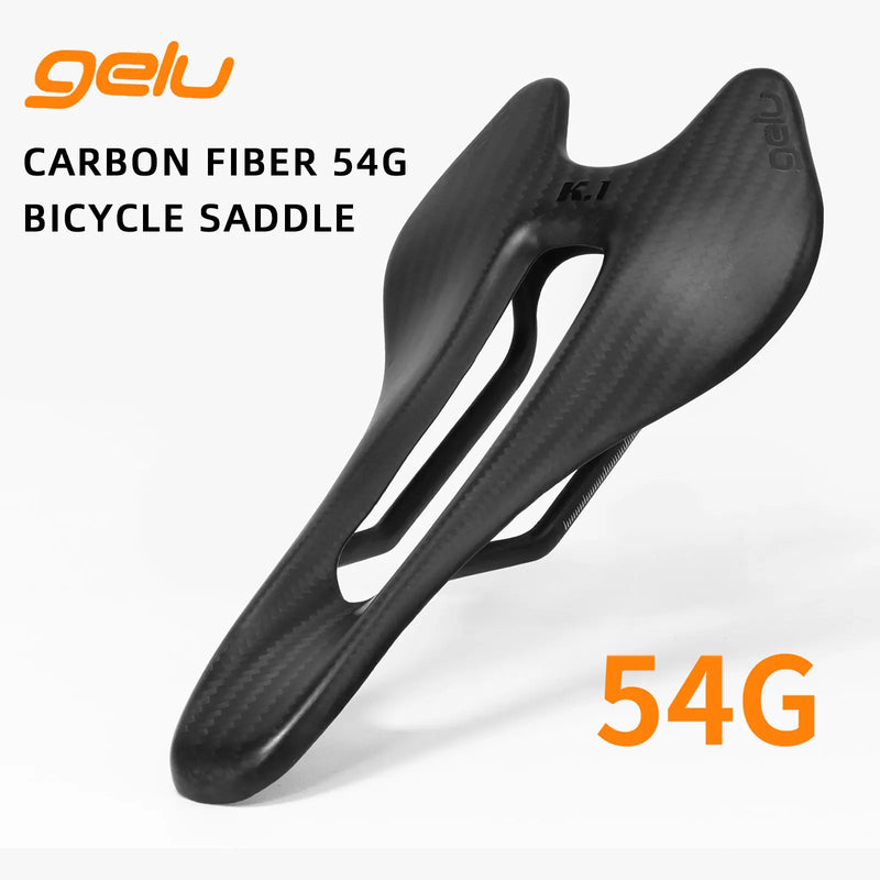 Gelu Carbon Fiber Road Bike Saddle – Ultralight & Ergonomic (54g)